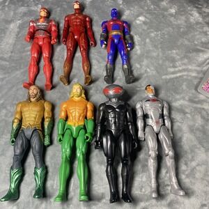 DC Comics Mattel 12" Inch Tall Aquaman Black Manta Flash Action Figures Lot Of 7